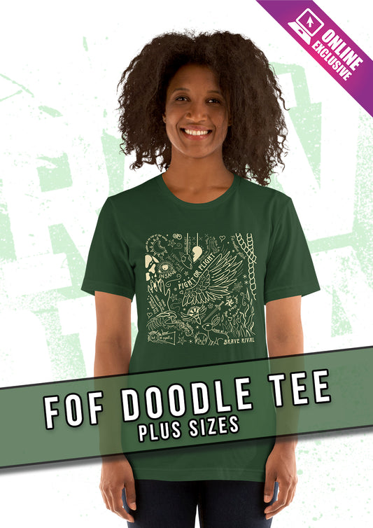 4XL & 5XL Fight Or Flight Doodle Plus Size Tee Forest Green (Online Exclusive)