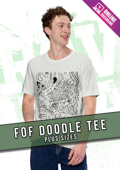 4XL & 5XL Fight Or Flight Doodle Plus Size Tee Ash Grey (Online Exclusive)