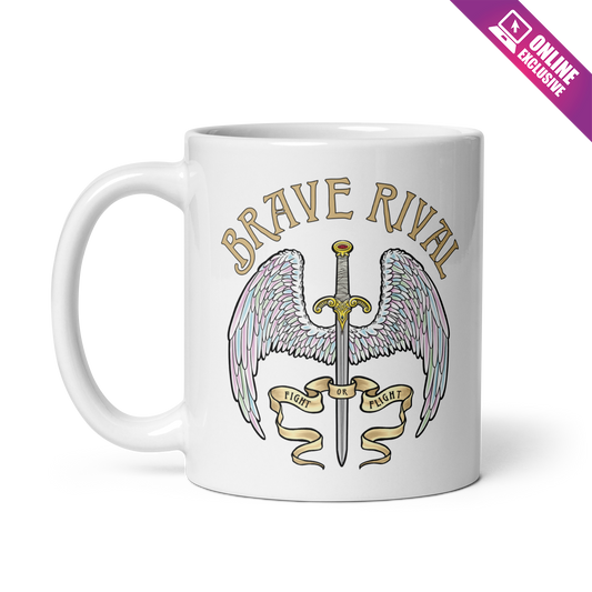 White Fight Or Flight Winged Sword Mug - ONLINE EXCLUSIVE